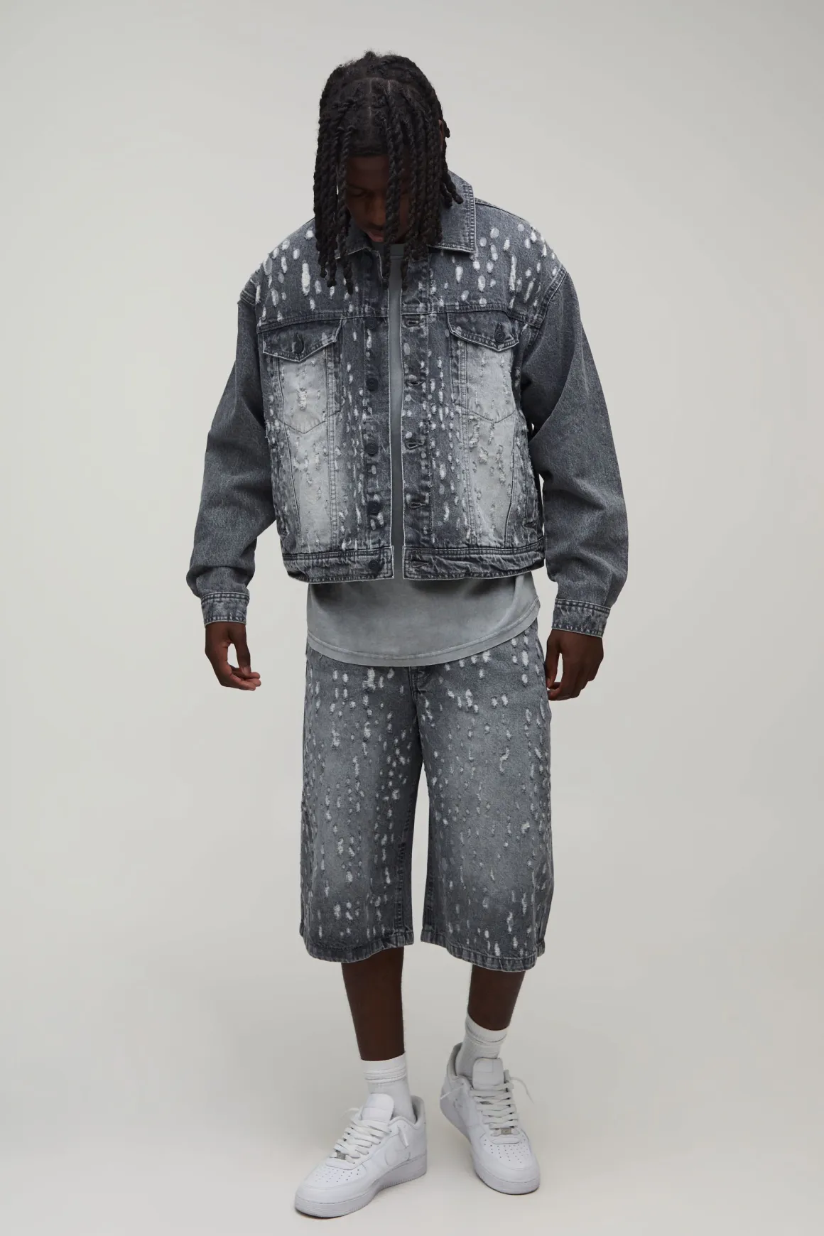 Veste En Jean Oversize Délavée À Effet Usé Extrême