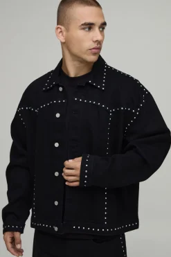 Veste En Jean Oversize Style Western À Clous Coordonnée