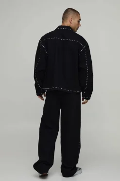 Veste En Jean Oversize Style Western À Clous Coordonnée