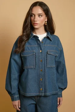 Veste En Jean À Poches Festonnées