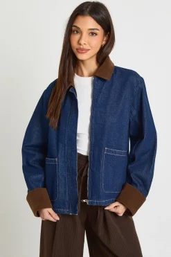 boohoo Veste en Jean Style Barn<Femme Manteaux Et Vestes D’Automne|Denim