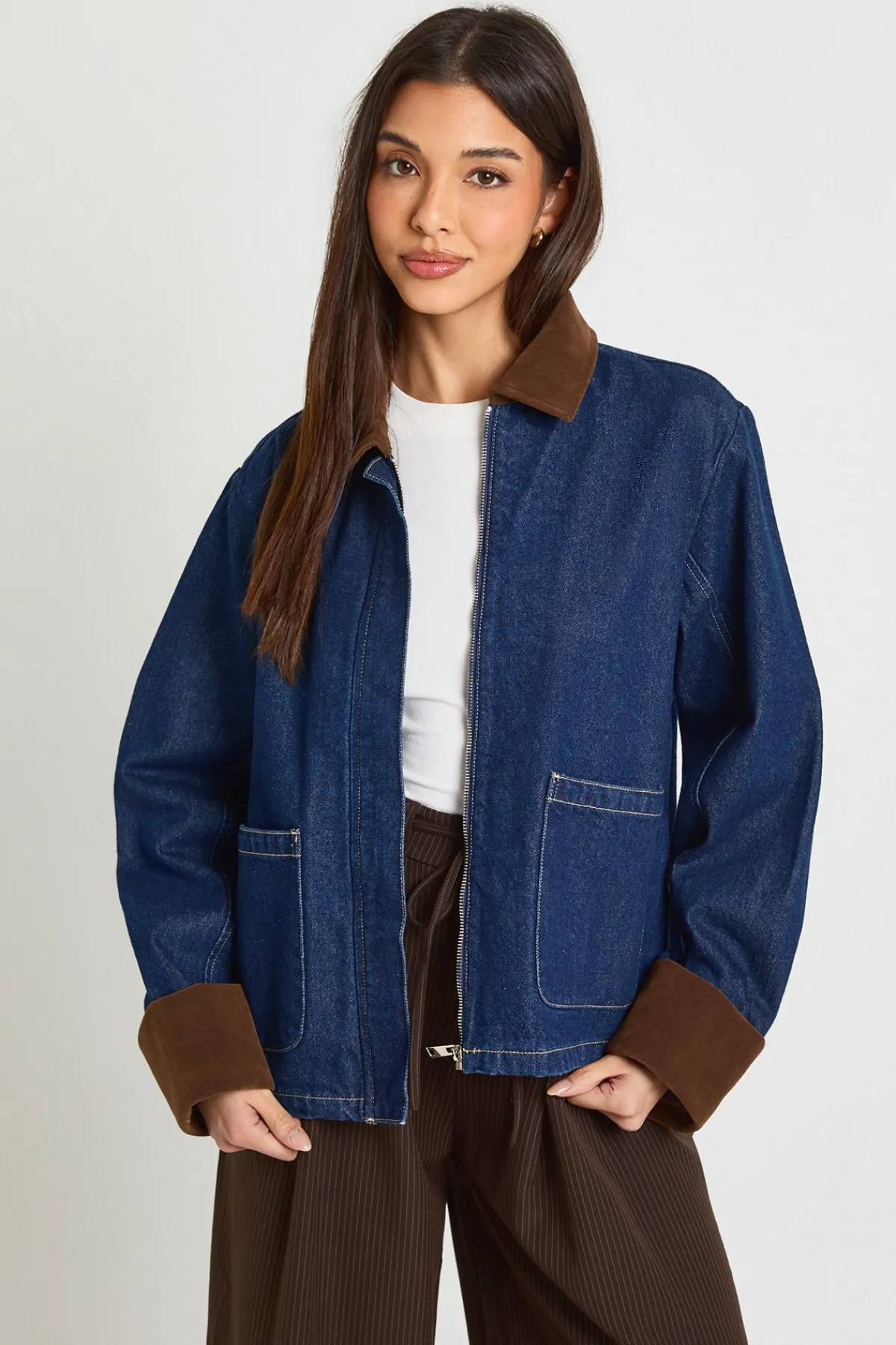 boohoo Veste en Jean Style Barn<Femme Manteaux Et Vestes D’Automne|Denim