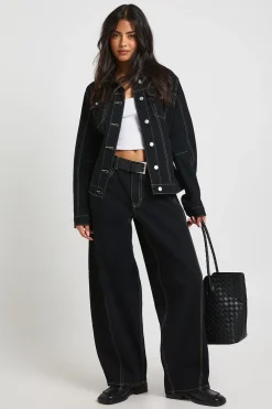 Veste en Jean à Taille Cintrée