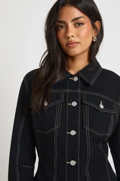 Veste en Jean à Taille Cintrée
