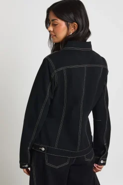Veste en Jean à Taille Cintrée