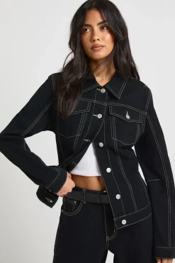 Veste en Jean à Taille Cintrée