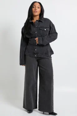 Veste en Jean Taille Cintrée Grande Taille