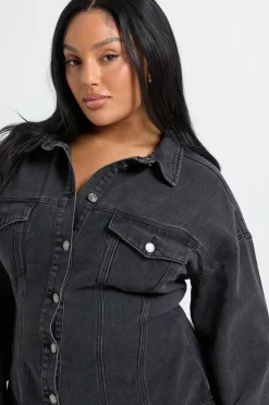 Veste en Jean Taille Cintrée Grande Taille