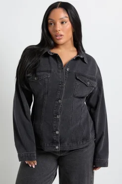 Veste en Jean Taille Cintrée Grande Taille