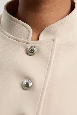 Veste En Maille Bandage Cintrée Boutonnée Courte Grande Taille