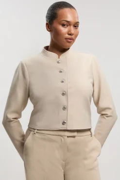 Veste En Maille Bandage Cintrée Boutonnée Courte Grande Taille