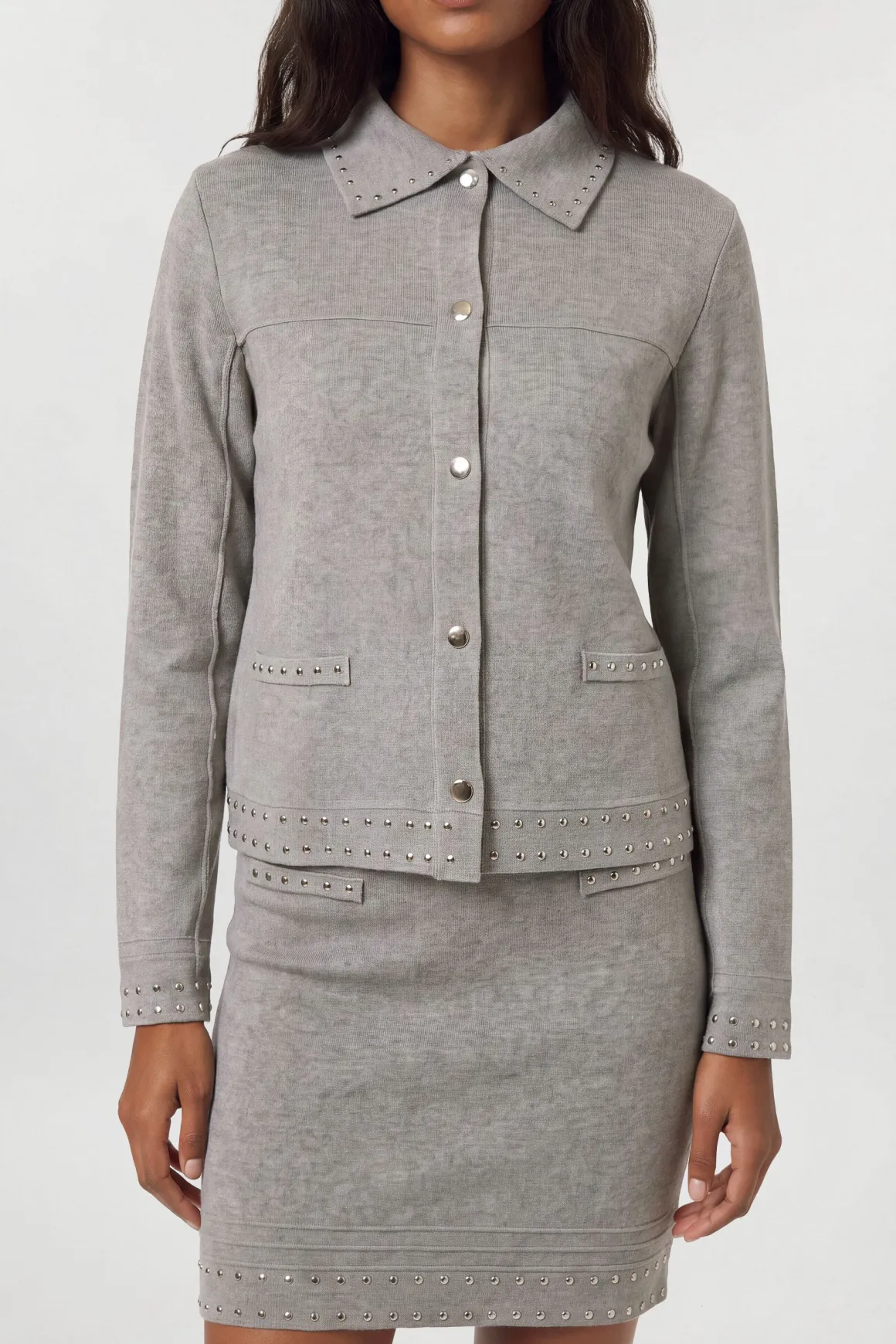 Veste En Maille À Clous Avec Col
