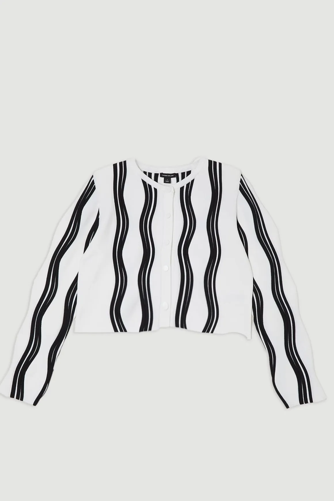 Veste En Maille À Vagues Contrastées Avec Franges