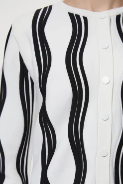 Veste En Maille À Vagues Contrastées Avec Franges