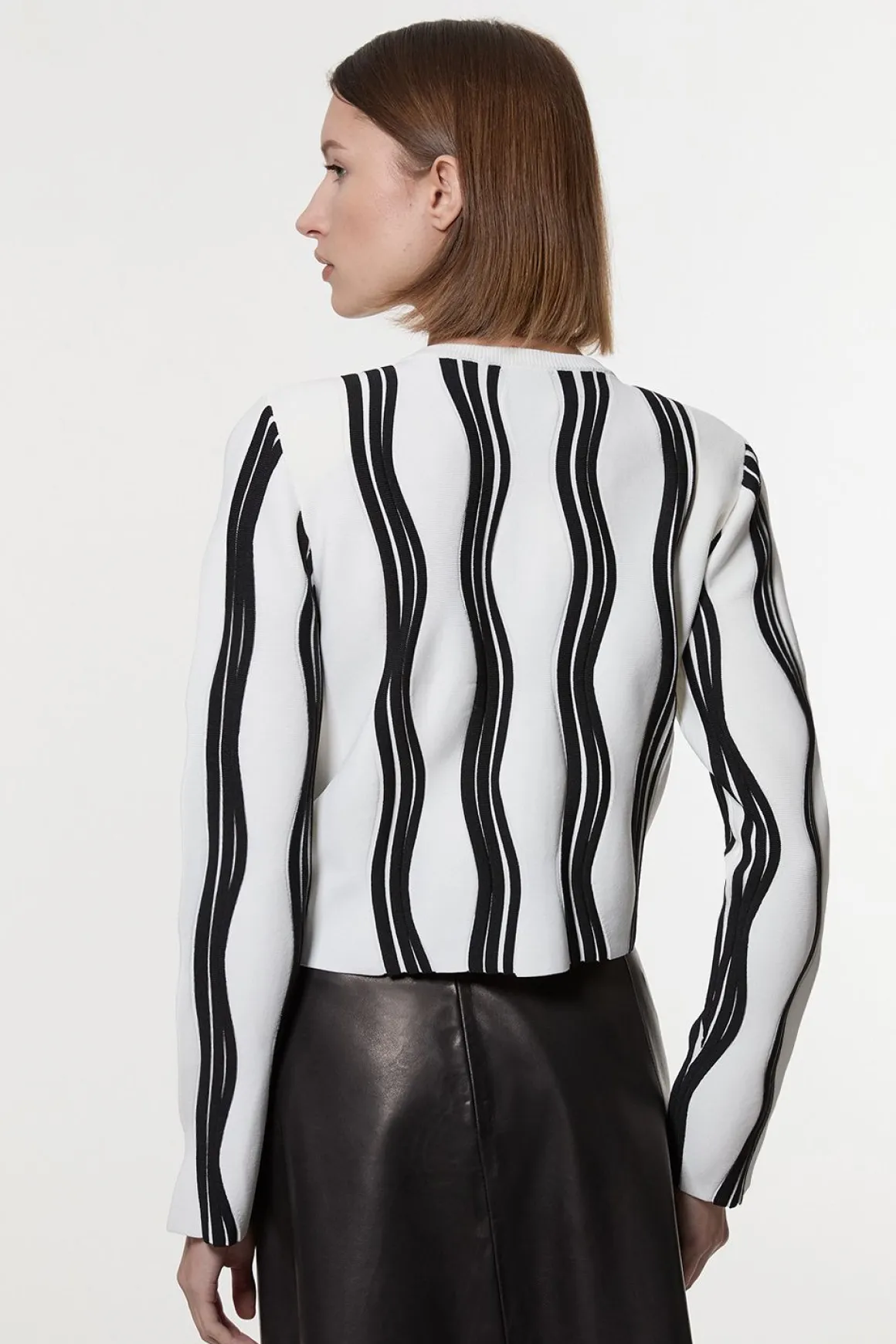 Veste En Maille À Vagues Contrastées Avec Franges