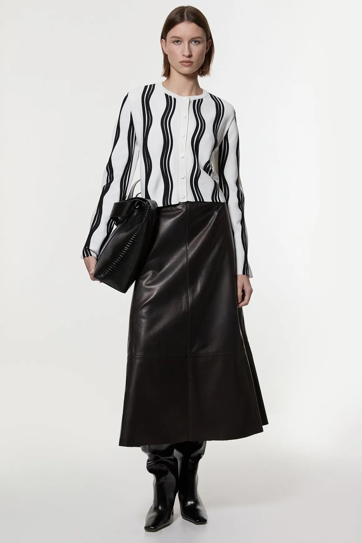 Veste En Maille À Vagues Contrastées Avec Franges