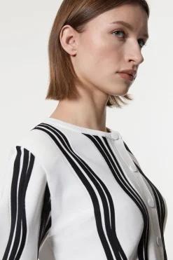 Veste En Maille À Vagues Contrastées Avec Franges