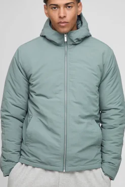 Veste en nylon à capuche, coupe régulière, à texture froissée et finition peached