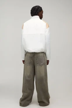 Veste En Nylon Surdimensionnée À Col Montant Avec Fermoir Métallique