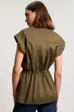 KarenMillen Veste En Satin De Coton Avec Détail De Poches À Bordure En Dentelle<Femme Vestes & Manteaux|Satin Et Dentelle