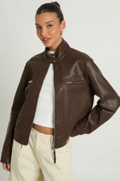 Veste En Synthétique Avec Col Boutonné Et Poches Zippées