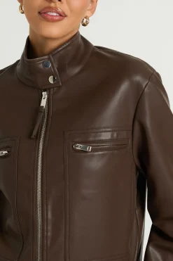 Veste En Synthétique Avec Col Boutonné Et Poches Zippées