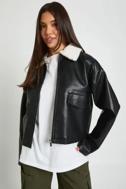 Veste En Synthétique Avec Col En Synthétique