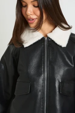 Veste En Synthétique Avec Col En Synthétique