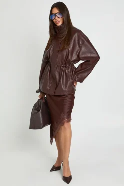 Veste En Synthétique Avec Détail Taille Cintrée