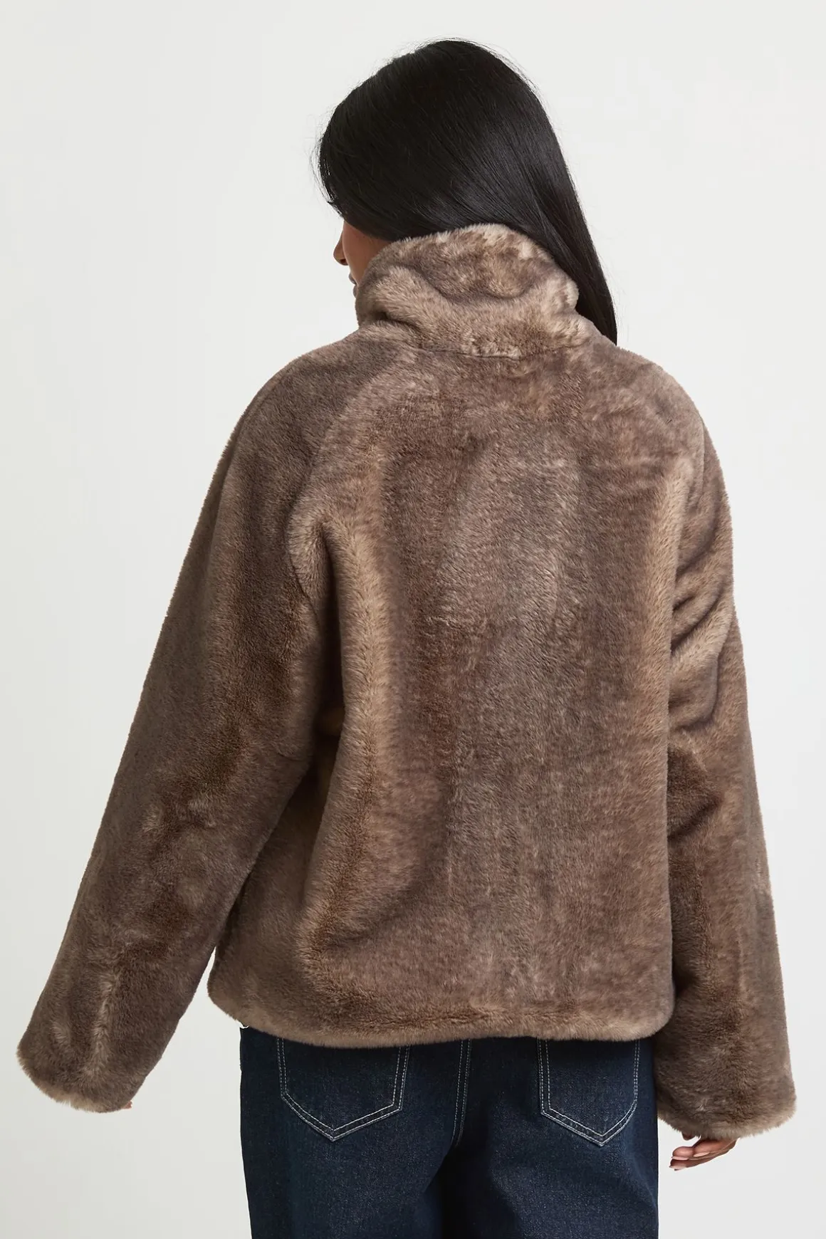 Veste En Synthétique Bicolore À Col Montant