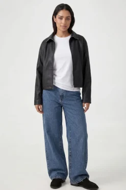 Veste En Synthétique À Col Montant