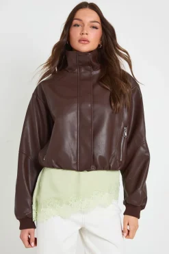 Veste En Synthétique Col Montant Avec Poches Zippées