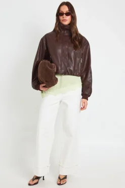 Veste En Synthétique Col Montant Avec Poches Zippées