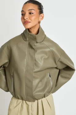 boohoo Veste En Synthétique Col Montant Avec Poches Zippées<Femme Vestes & Manteaux|Vestes En Similicuir