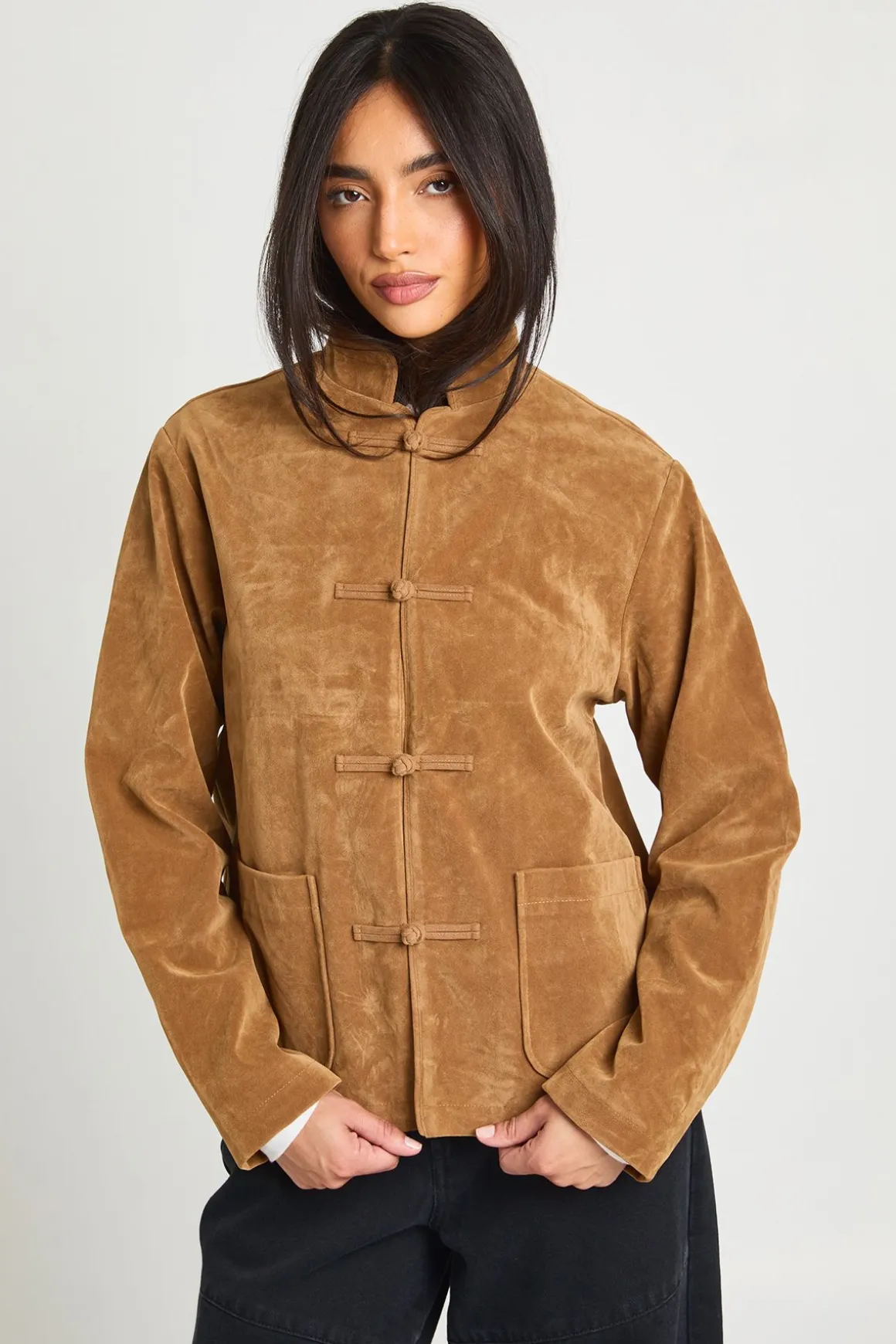 Veste En Synthétique À Col Montant