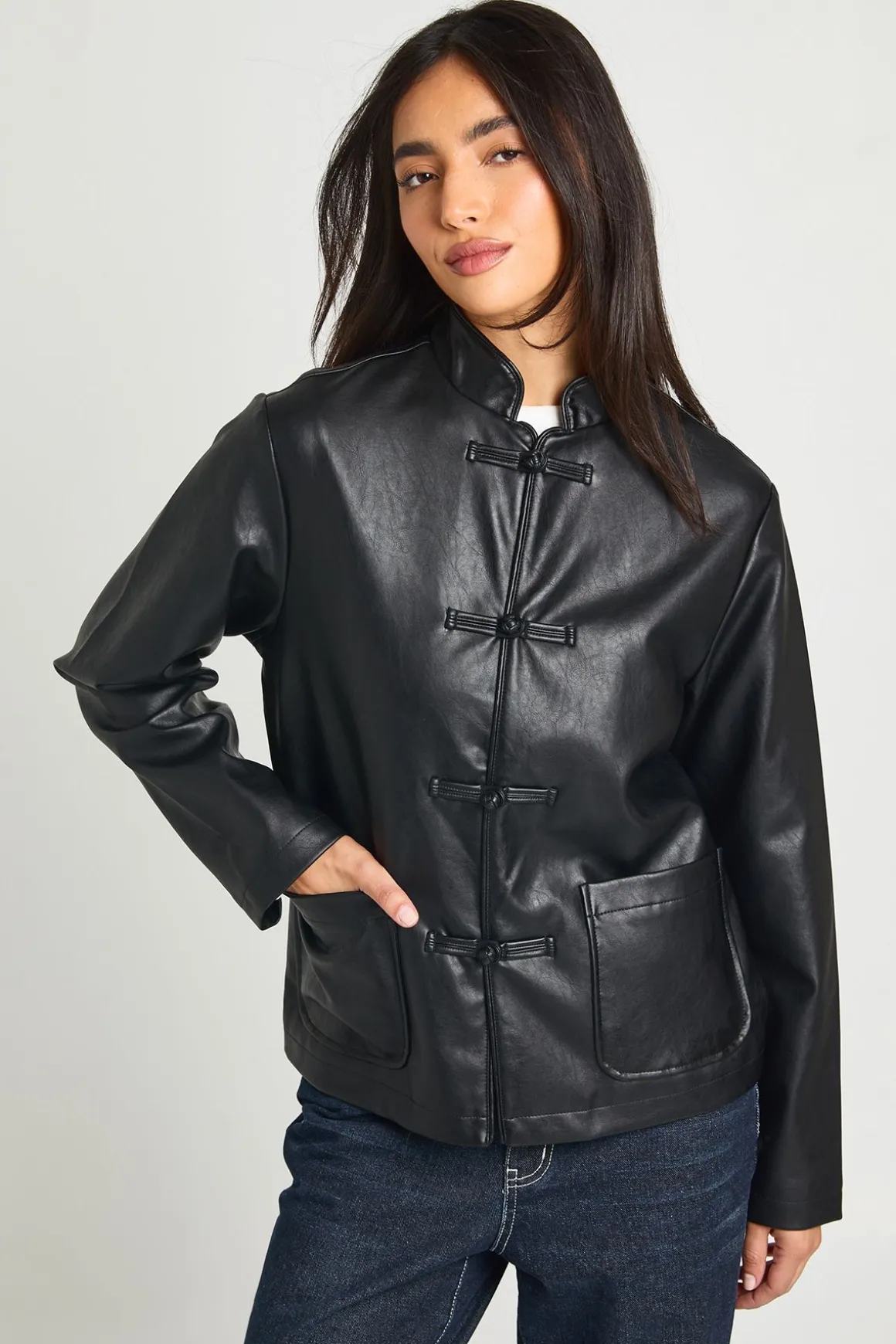 Veste En Synthétique À Col Montant