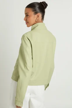 Veste En Synthétiquecuir Avec Col Boutonné Et Poches Zippées