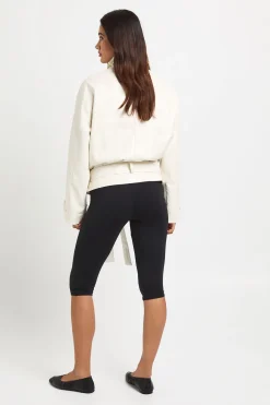 Veste En Synthétiquecuir À Col Montant Avec Ceinture