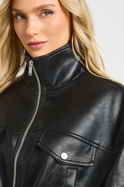 Veste En Synthétiquecuir Col Montant Petite