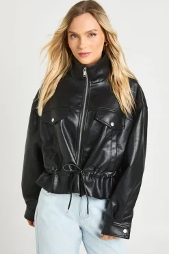 Veste En Synthétiquecuir Col Montant Petite
