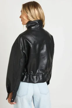 Veste En Synthétiquecuir Col Montant Petite