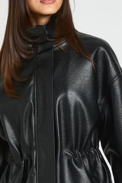 Veste En Synthétiquecuir À Taille Cintrée Ajustable