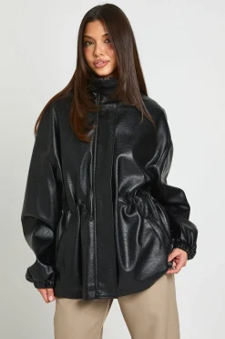 Veste En Synthétiquecuir À Taille Cintrée Ajustable