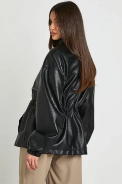 Veste En Synthétiquecuir À Taille Cintrée Ajustable