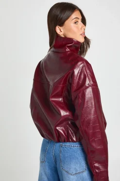 boohoo Veste En Synthétiquecuir Verni À Col Montant<Femme Vestes & Manteaux|Vestes En Similicuir