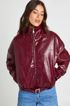 boohoo Veste En Synthétiquecuir Verni À Col Montant<Femme Vestes & Manteaux|Vestes En Similicuir