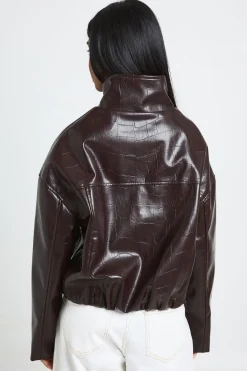boohoo Veste En Synthétiquecuir Verni À Col Montant<Femme Vestes & Manteaux|Vestes En Similicuir