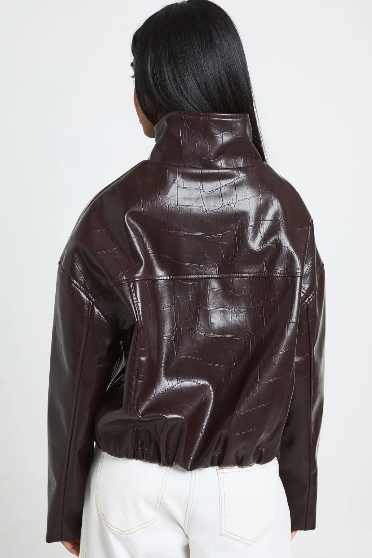 boohoo Veste En Synthétiquecuir Verni À Col Montant<Femme Vestes & Manteaux|Vestes En Similicuir