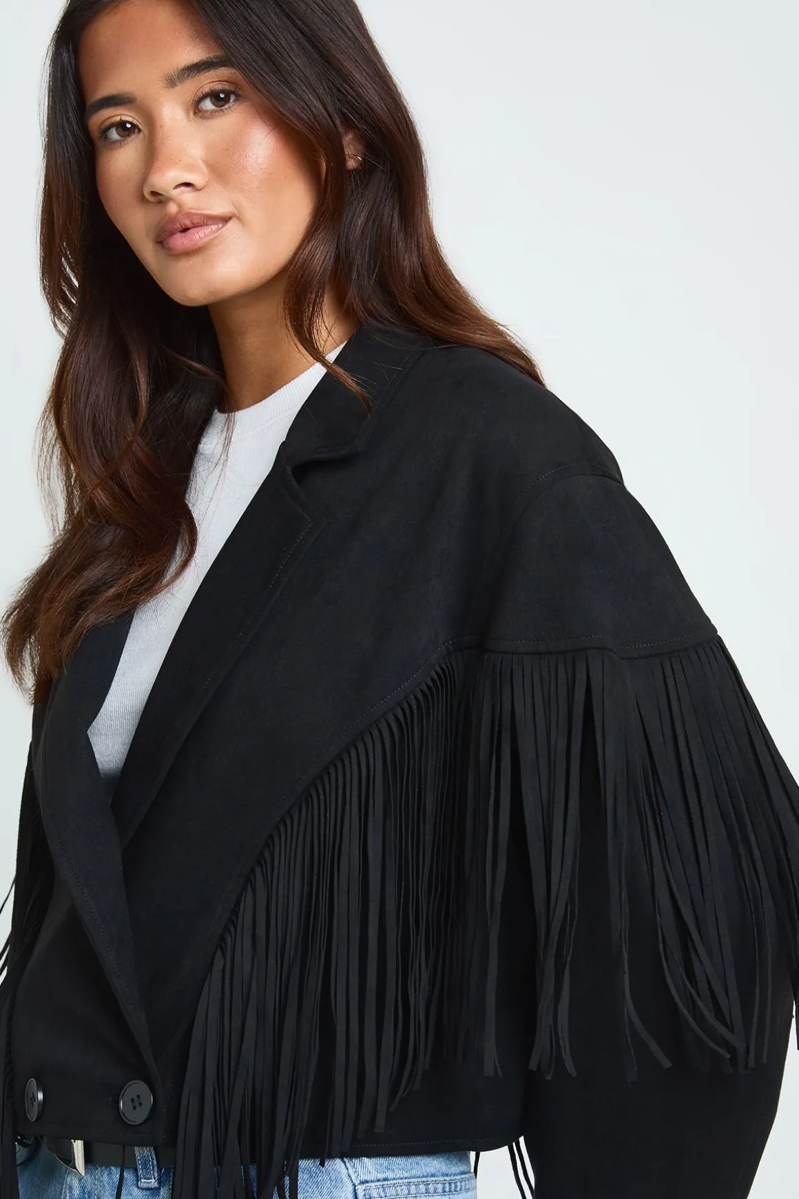 Veste En Synthétique À Détails Franges