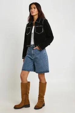 Veste En Synthétique Ornée De Clous
